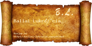 Ballai Lukrécia névjegykártya